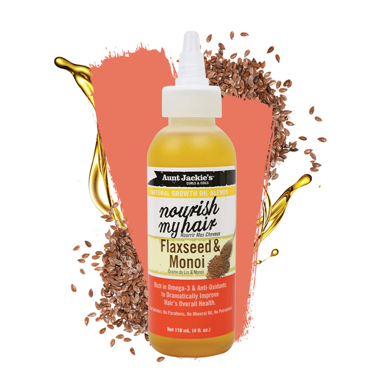 <transcy>AUNT JACKIES NATURAL GROWTH OIL BLENDS NOURISH MY HAIR FLAXSEED &amp; MONOI, 118 ML</transcy>