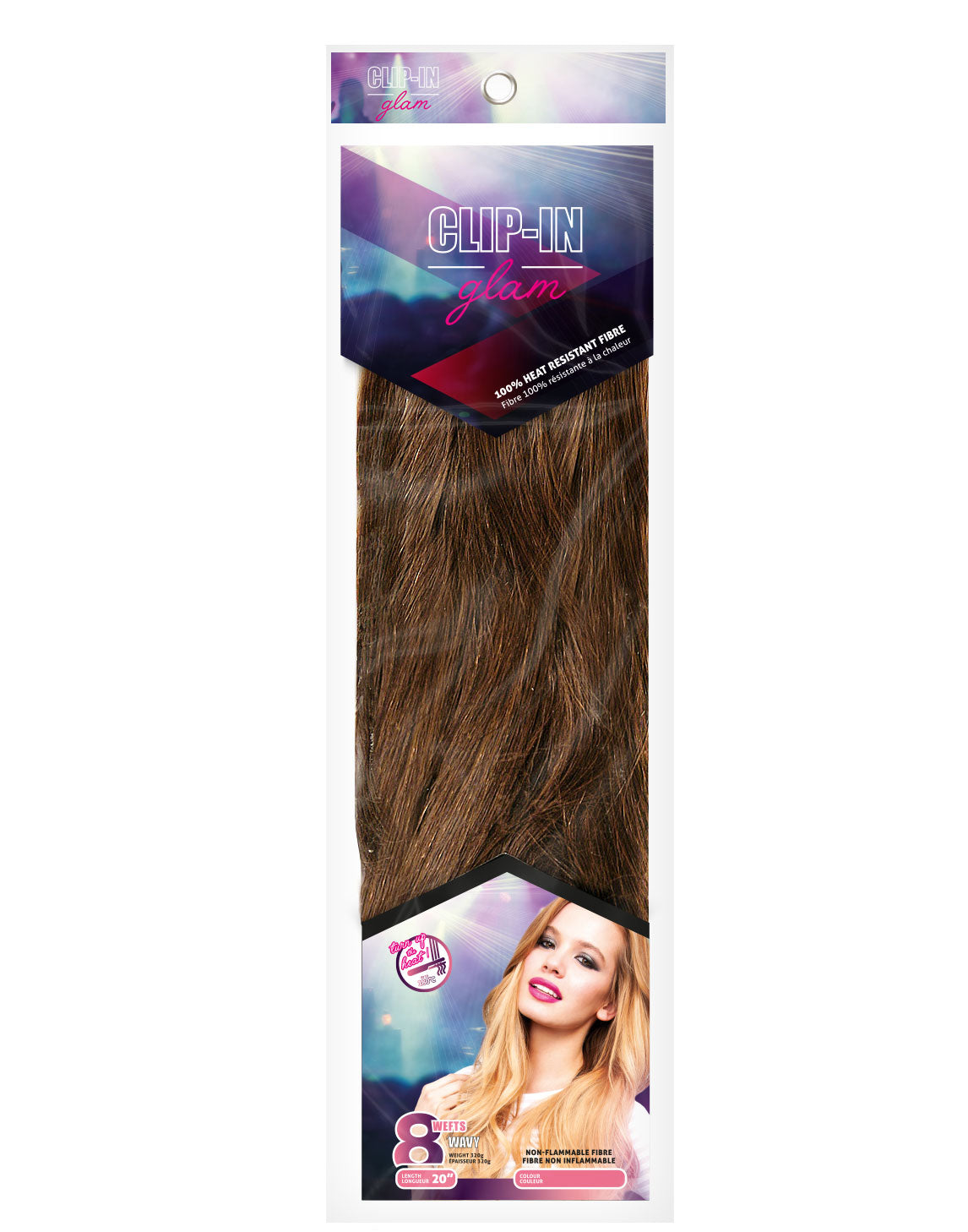 100% Synthetic Clip-In Glam Extension Wavy